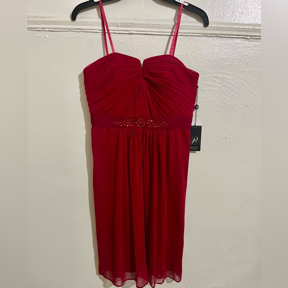 ADRIANNA PAPELL Elegant Red Strapless Dress